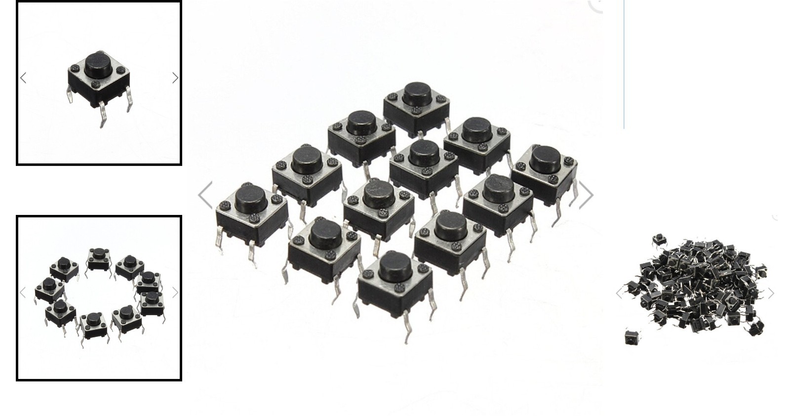 100Pcs 6x6x5mm Micro Tactile Push Button Switch - Reliable SPST Quality