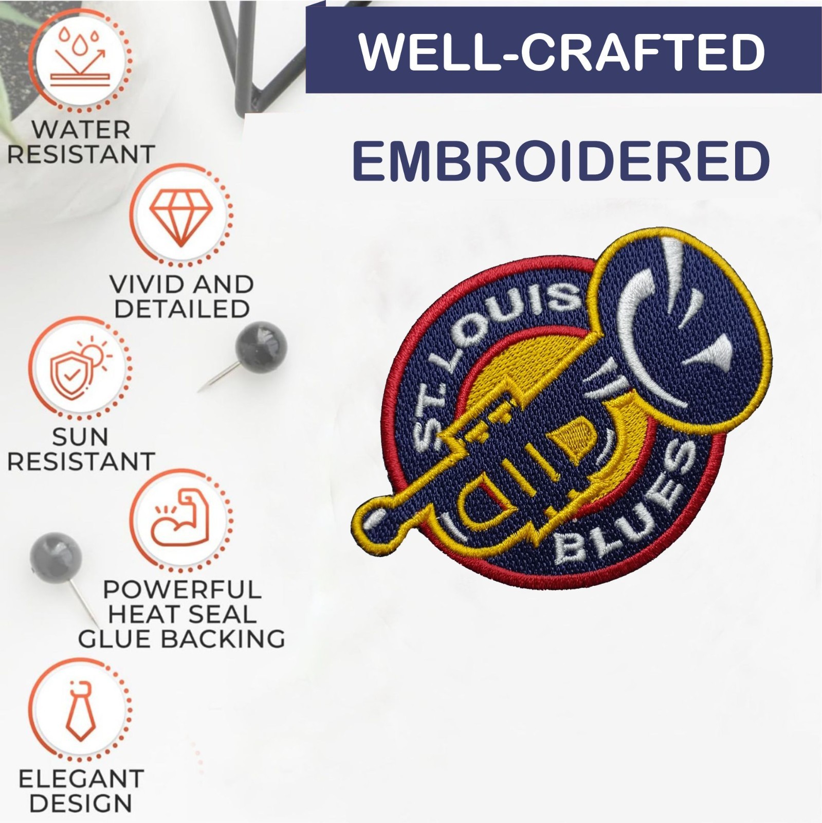 St. Louis Blues NHL Team Logo Iron On Patch - Sew Patch - Embroidered Patch