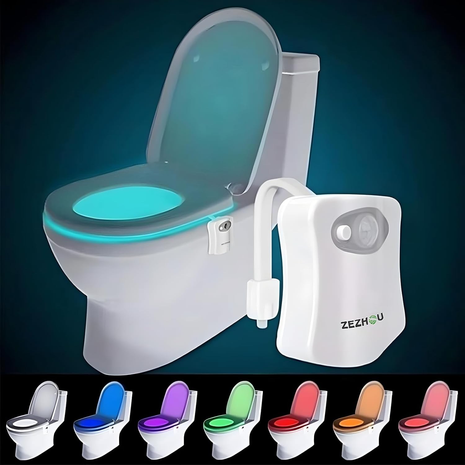 The Original Toilet Night Light Gadget,Motion Sensor Activated LED 9 Color Modes