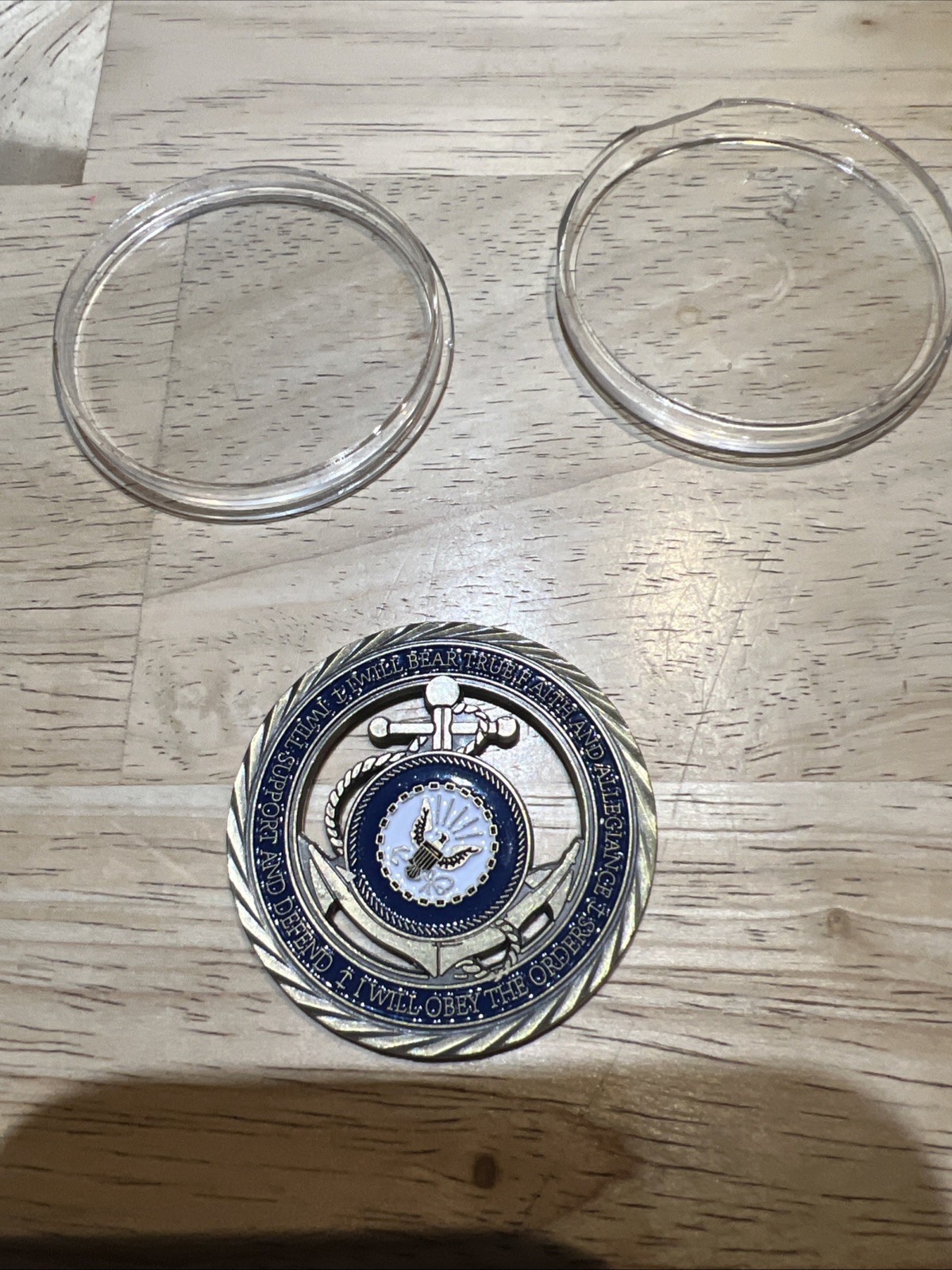 CHALLENGE COIN UNITED STATES NAVY OATH OF ENLISTMENT BEAR TRUE FAITH AND ALLEGIE