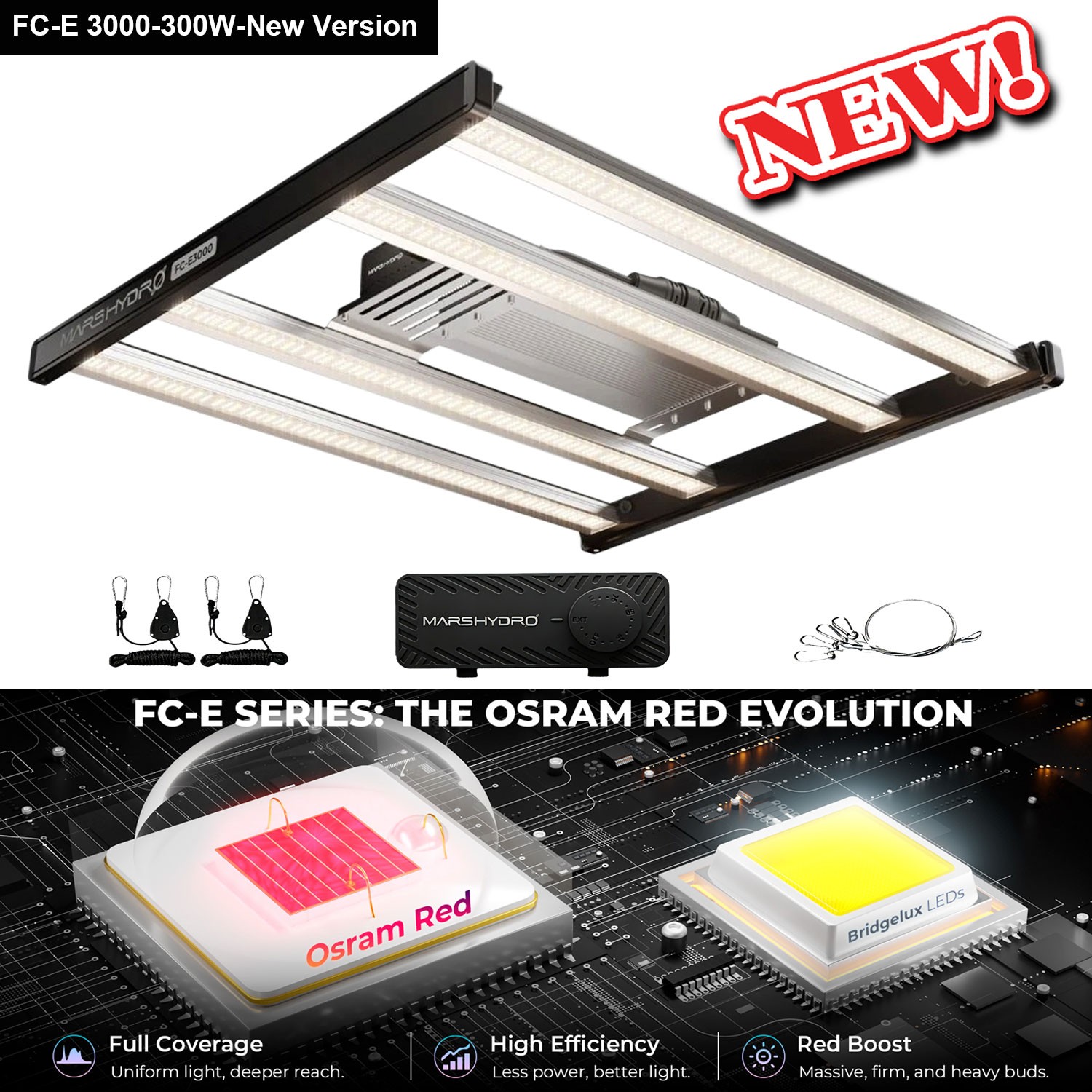 MARS HYDRO FC-E3000 LED Grow Light Strip Dimmable Indoor Growing LED Light Bars