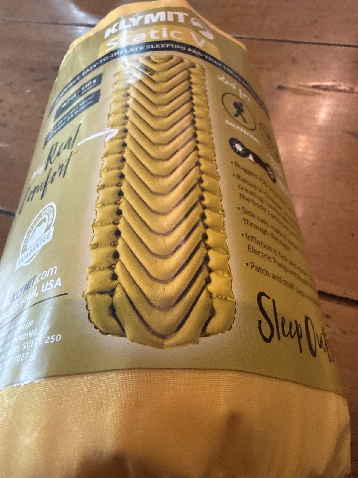 New Klymit Static V Sleeping Pad Camping Hiking Backpacking Lightweight Yellow