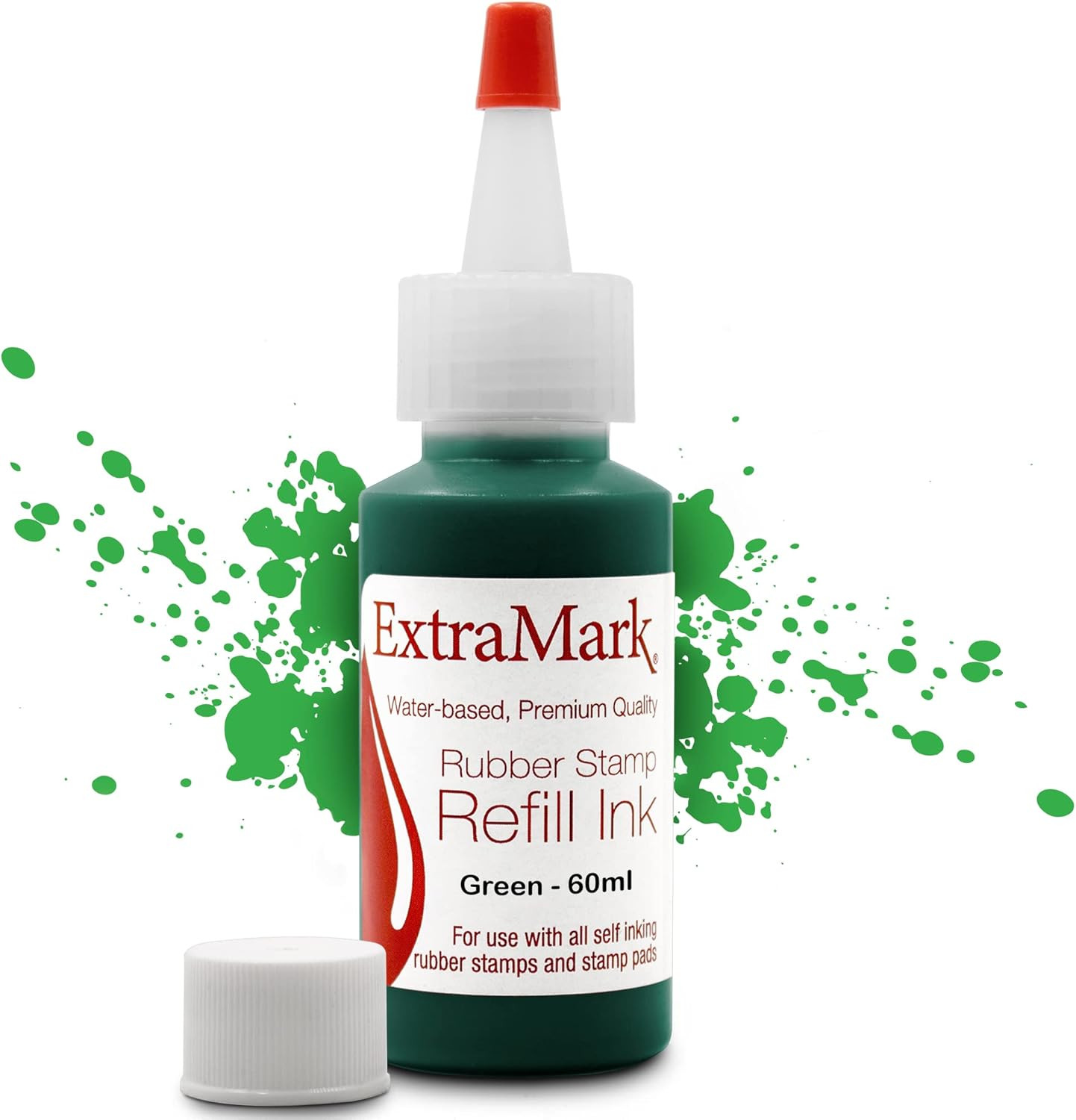 Premium Ink Refill for Self-Inking Stamps and Stamp Pads, 60 Ml, Green Color