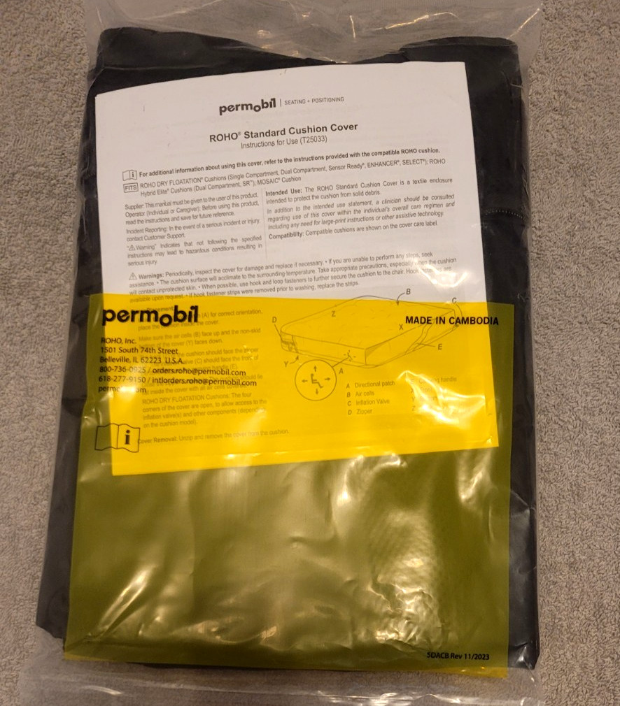 ROHO Permobil Standard Cushion Cover 21.5 X 20. X 4.25 Inches COV-1211 - NIP!!!