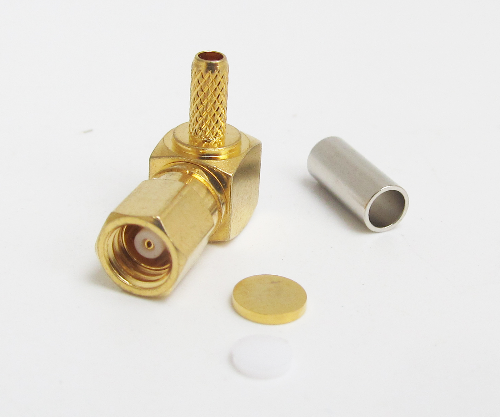 50pcs Right Angle SMC Female Crimp RF Connector for RG174 RG179 RG316 Cable