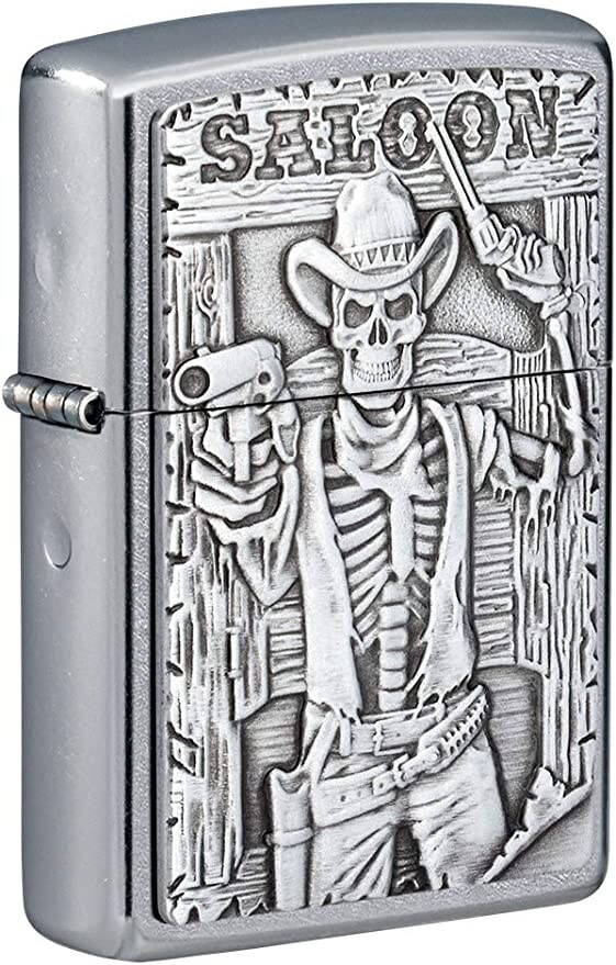 Zippo Saloon Skull Emblem Street Chrome 49298