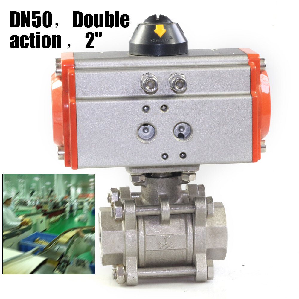 1000psi 2 inch Stainless Steel Pneumatic Double Acting Air Actuated Ball Valve