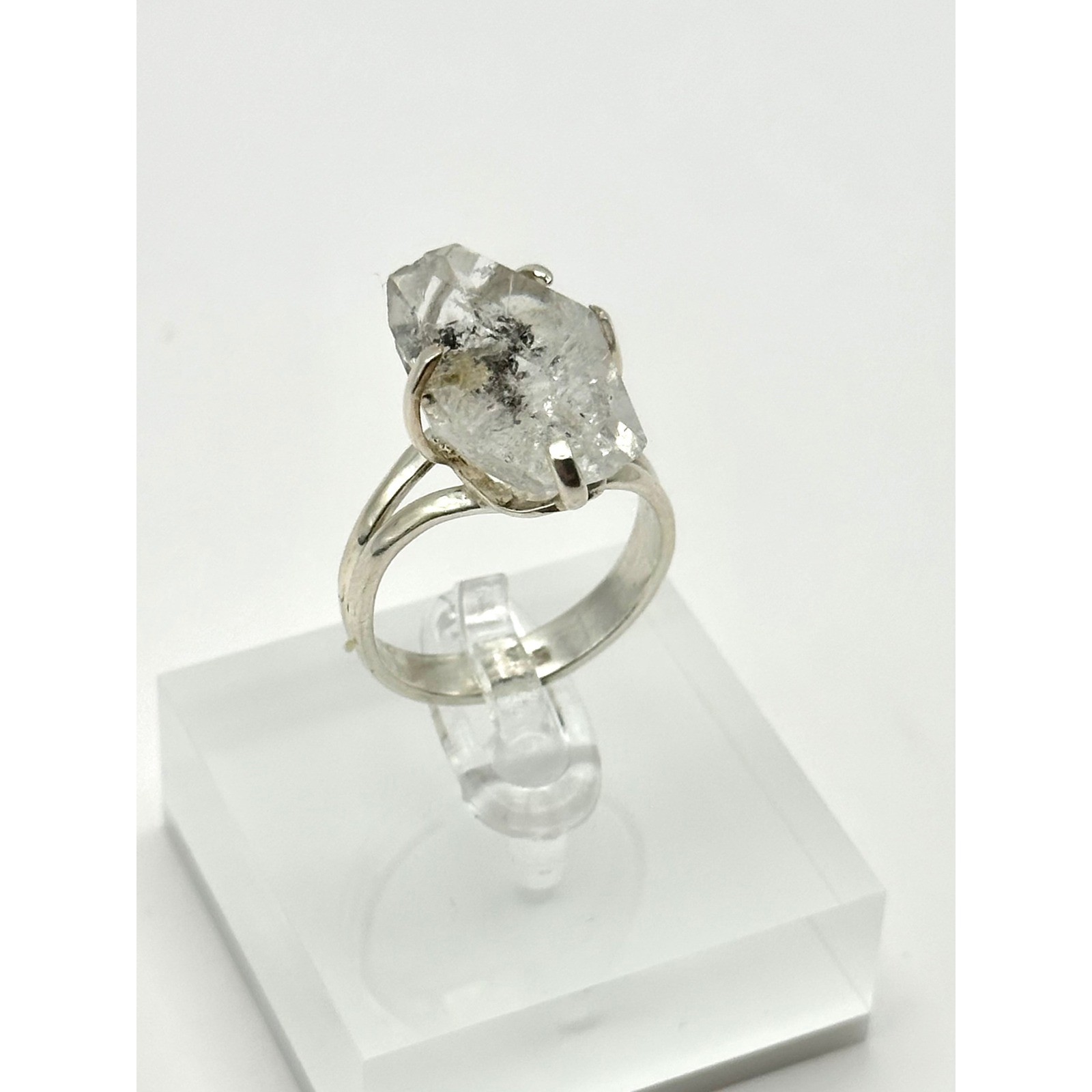 Raw Herkimer Diamond Sterling Silver Ring Size 9