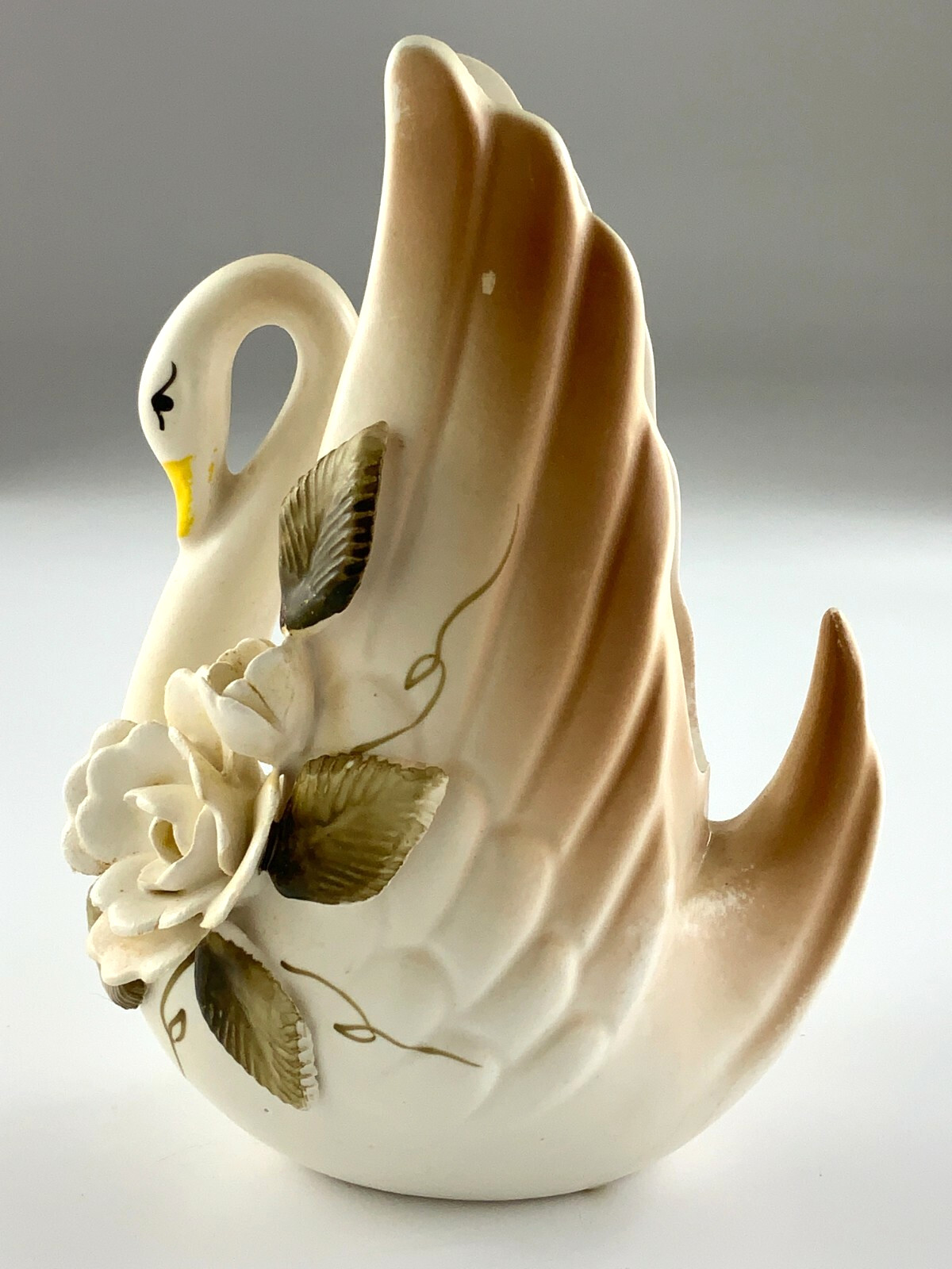 Ceramic Swan Flower Planter Vase Japan Vintage U705
