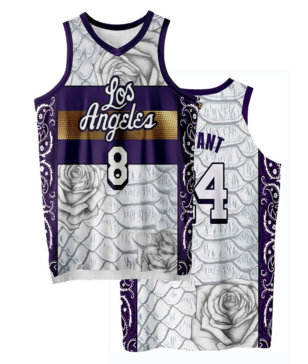 Design Bryant Mamba 8 Los Angeles Basketball Jersey Snake Skin Rose Type Workout
