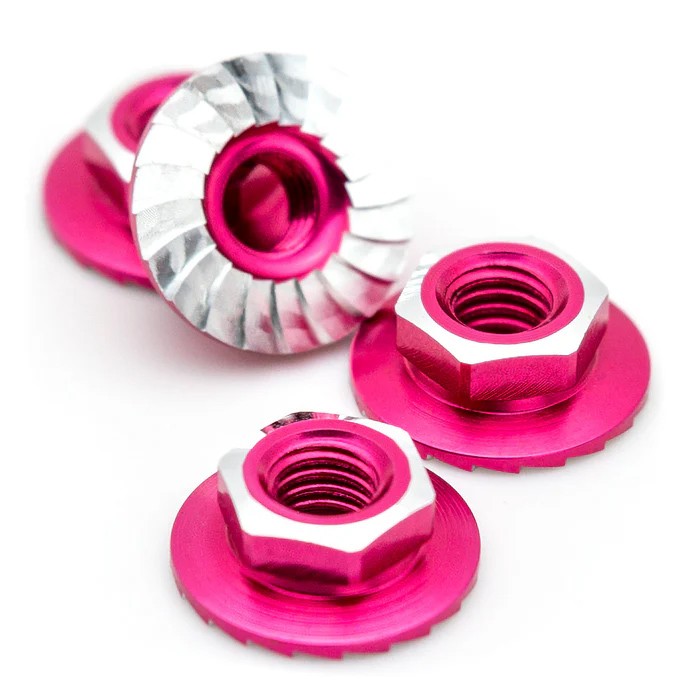 1Up Racing 870401 - 7075 Aluminum Lockdown M4 Wheel Nuts, Pink (4)
