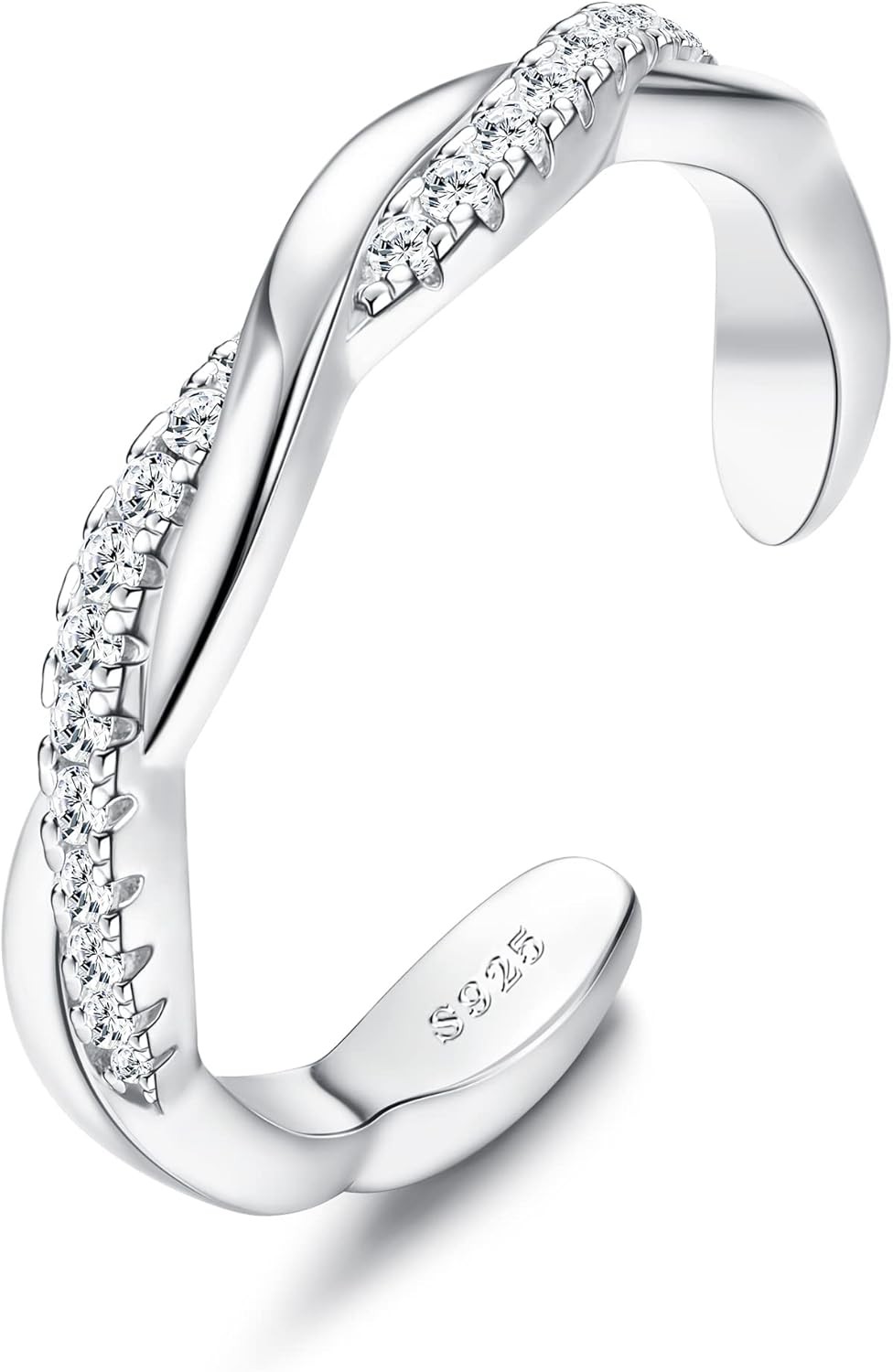 FIASASO 925 Sterling Silver Toe Rings for Women Adjustable 14K White Gold...