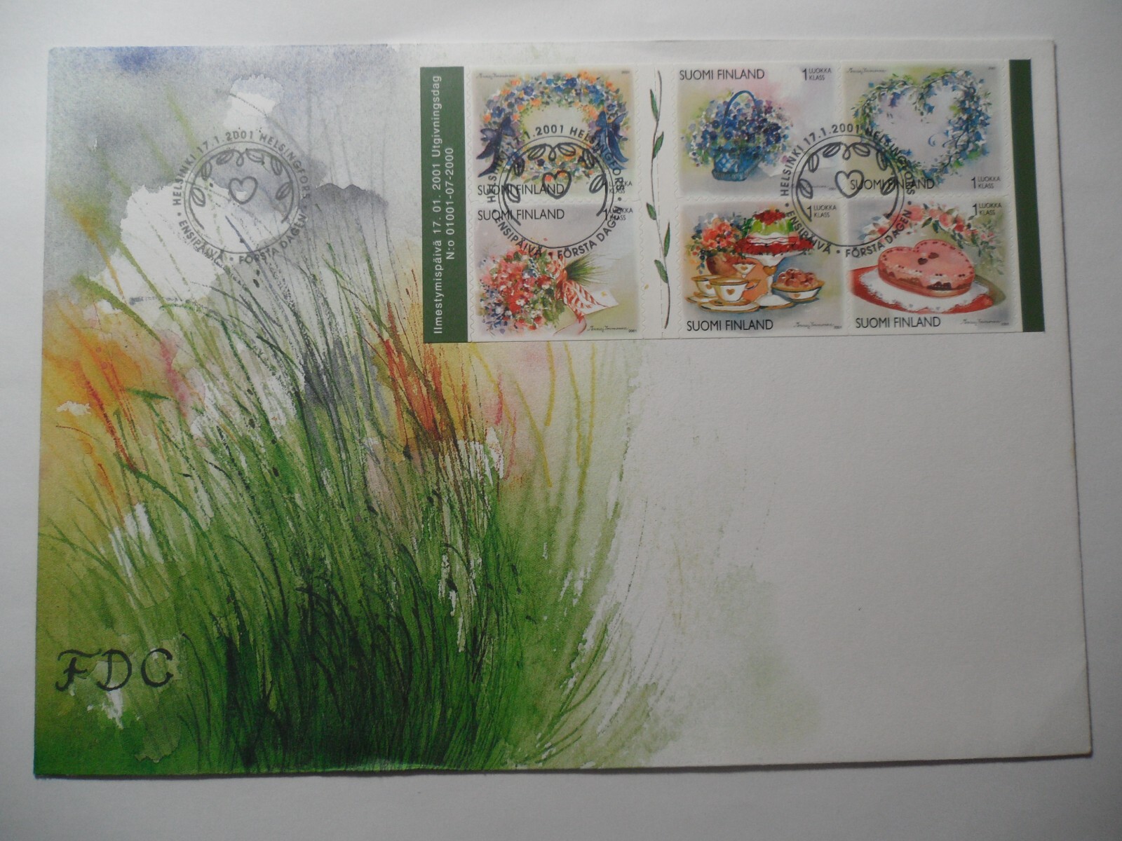 STAMPMART : NORWAY OSLO 2001 VALENTINE - LOVE - FLOWERS FIRST DAY COVER