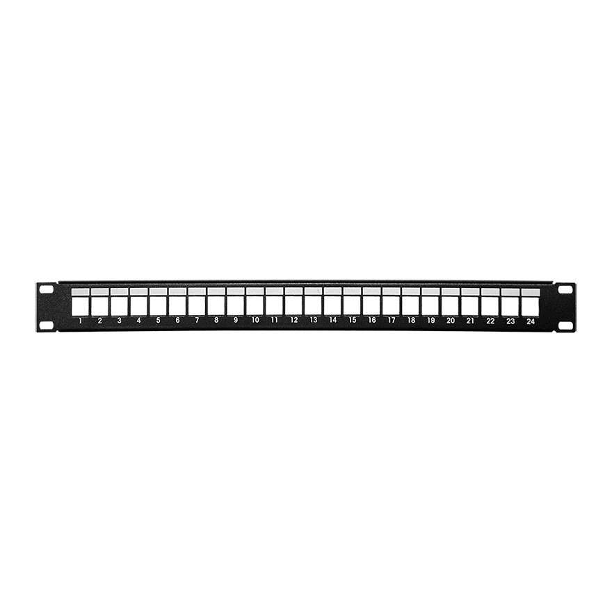 Royal Racks 24-Port 1U Keystone Panel AV Rack Patch Panel Black Steel