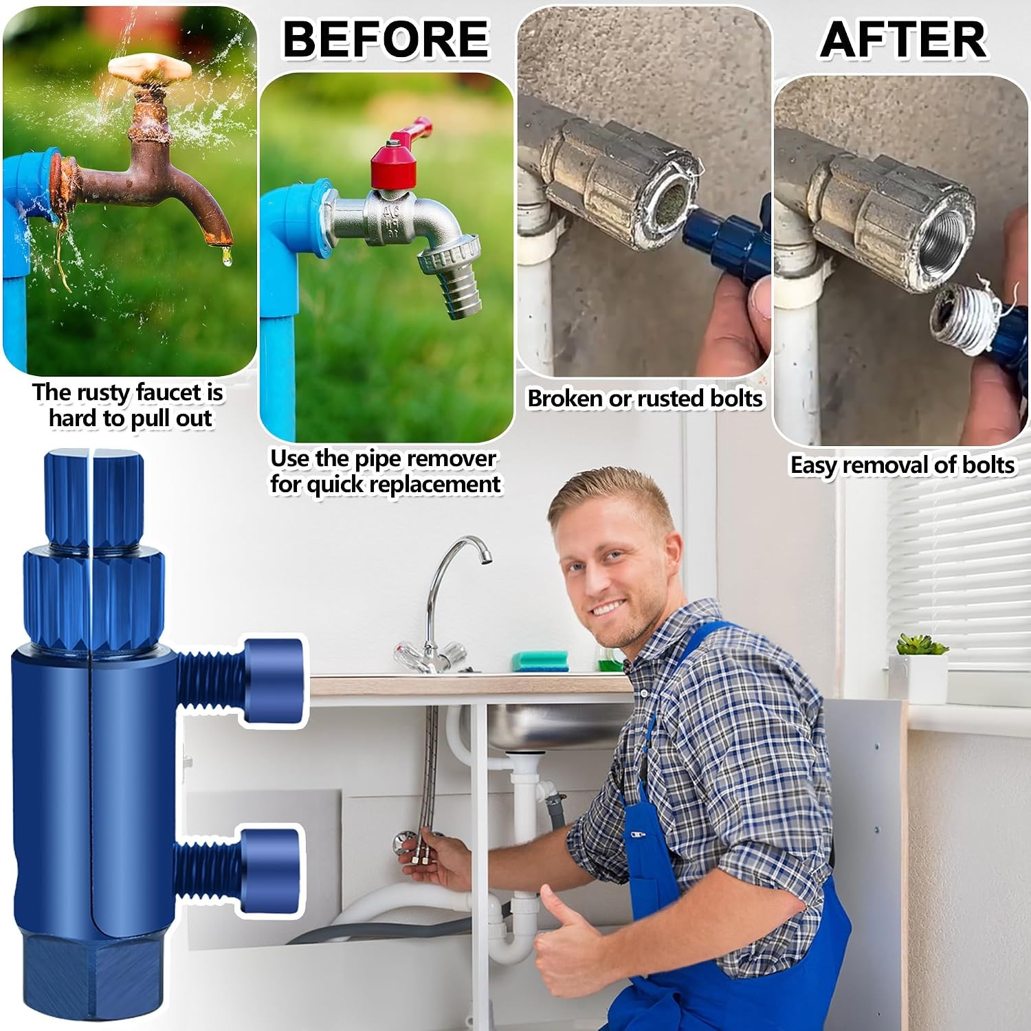 Faucet Removal Tool Extractor for Stuck Broken Faucets Repair Kit Extractor Tool