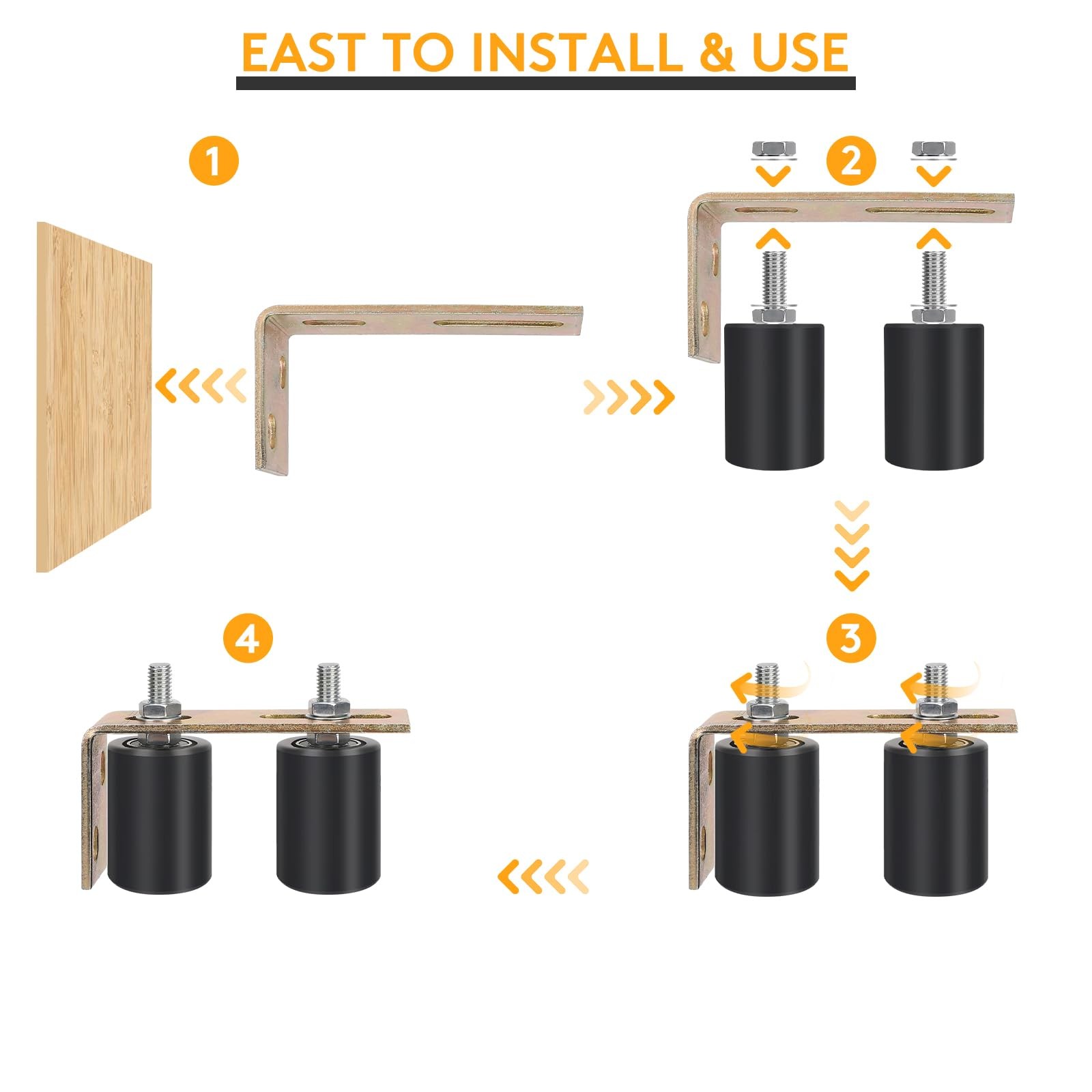 Gate Roller Guide,Sliding Hardware with L-Sliding 1 Pack, Black