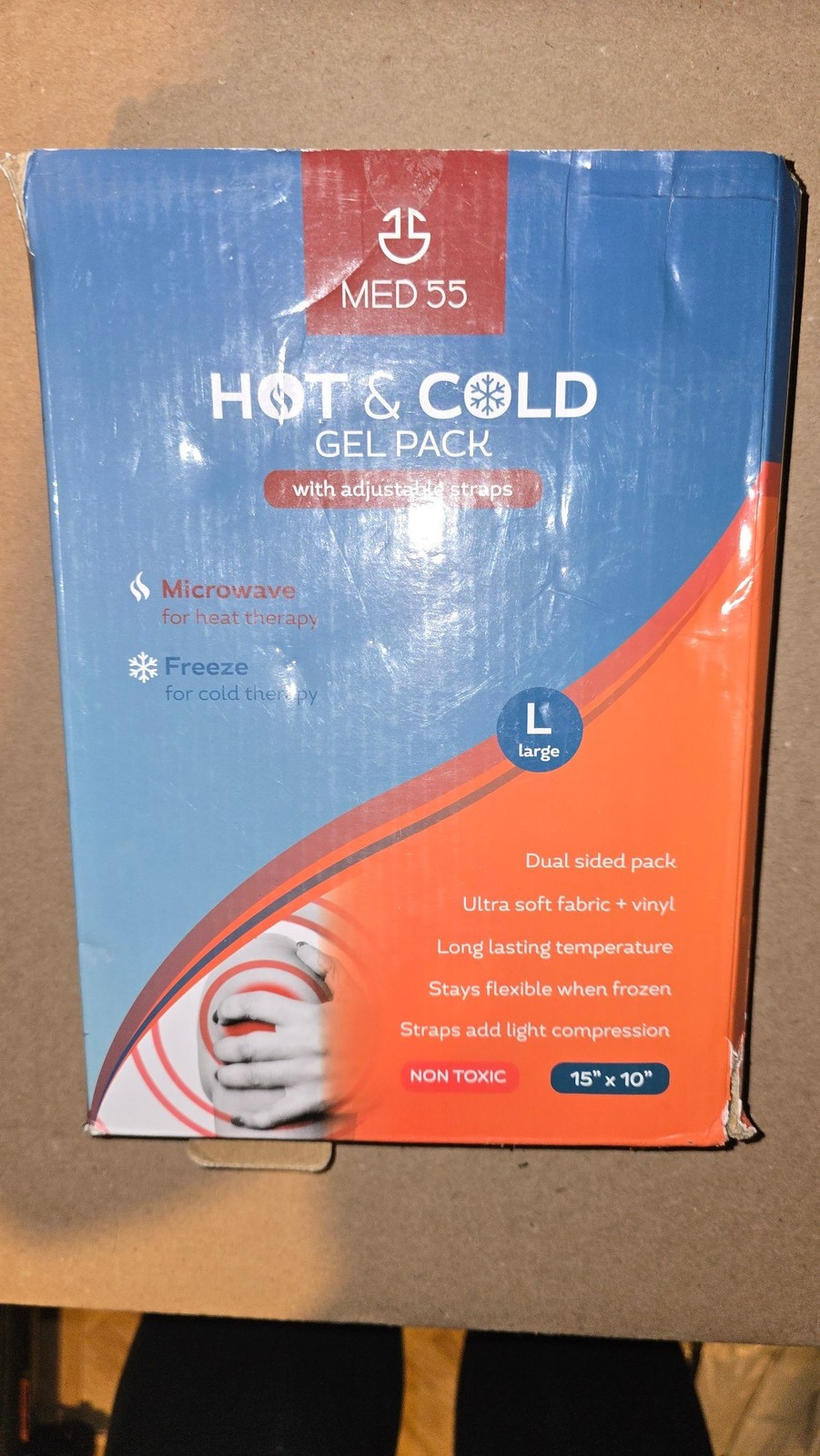 MED 55 Hot Cold Gel Pack Reusable Therapy Compress Large with Straps 15 x 10