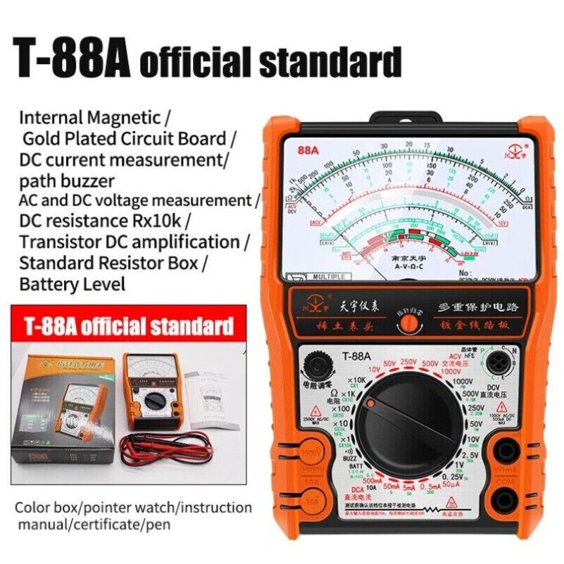 Pointer Multimeter T88A T88B T88C AC/DC 2500V Volt-Ammeter Analog Multimetro