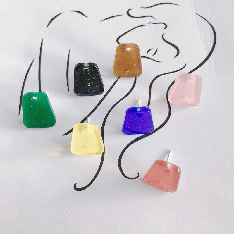 10p Acrylic Trapezoid Stud Earring,Resin Trapezoid Earring With Hole,Square Stud