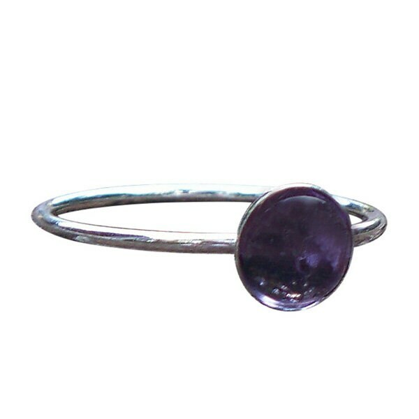 Recycled Early 1900's Purple Medicine Bottle and Sterling Silver Stacking Ring