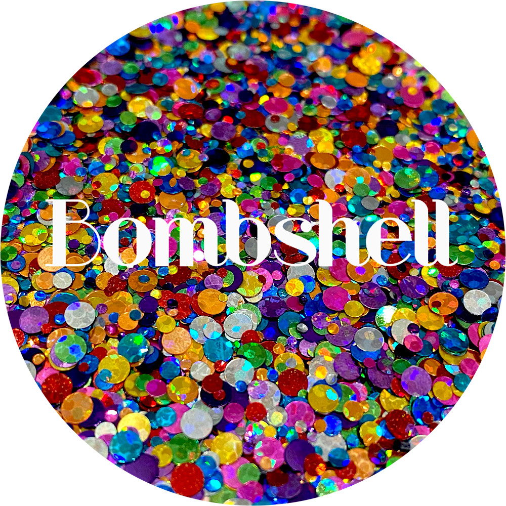 Premium Polyester Glitter - Rainbow Holographic Dot Mix