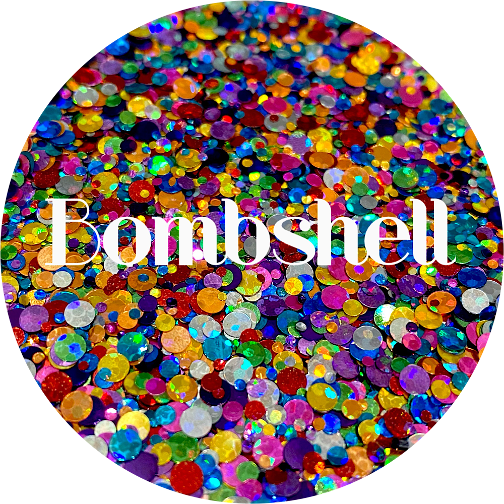 Premium Polyester Glitter - Rainbow Holographic Dot Mix