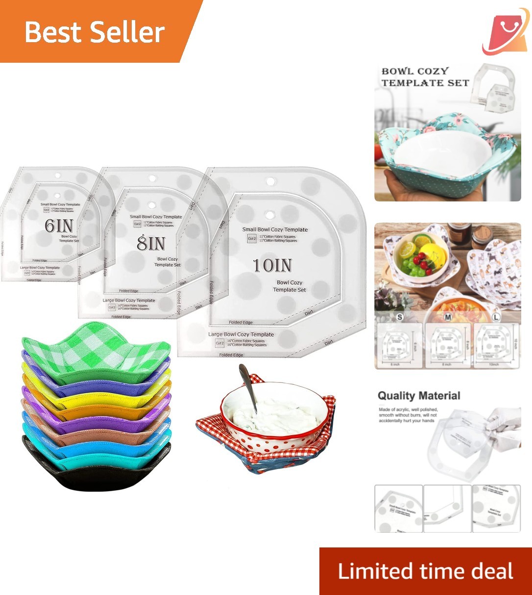 Bowl Cozy Template Cutting Ruler Set Acrylic 3 Sizes for DIY Food Bowl Art Craft