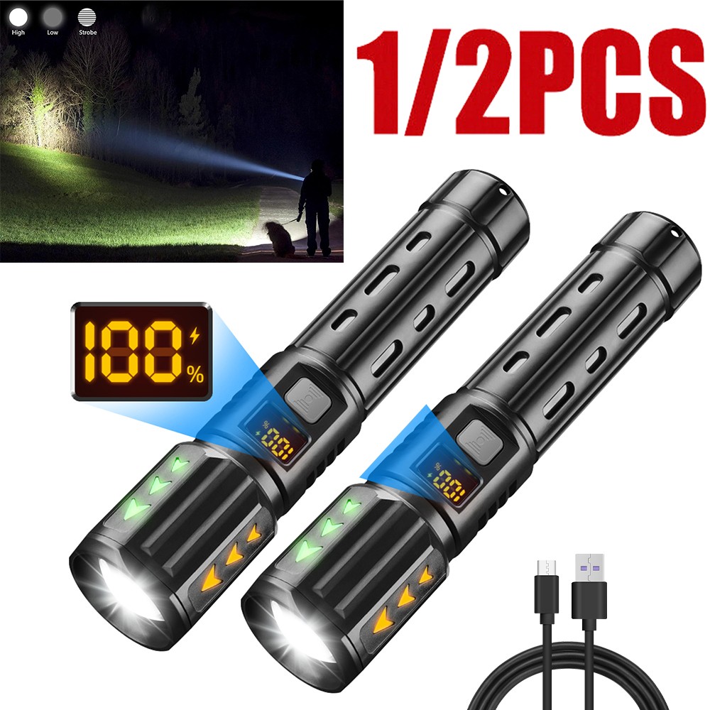 5000000 Lumens Super Bright LED Tactical Flashlight Rechargeable LED Work Light