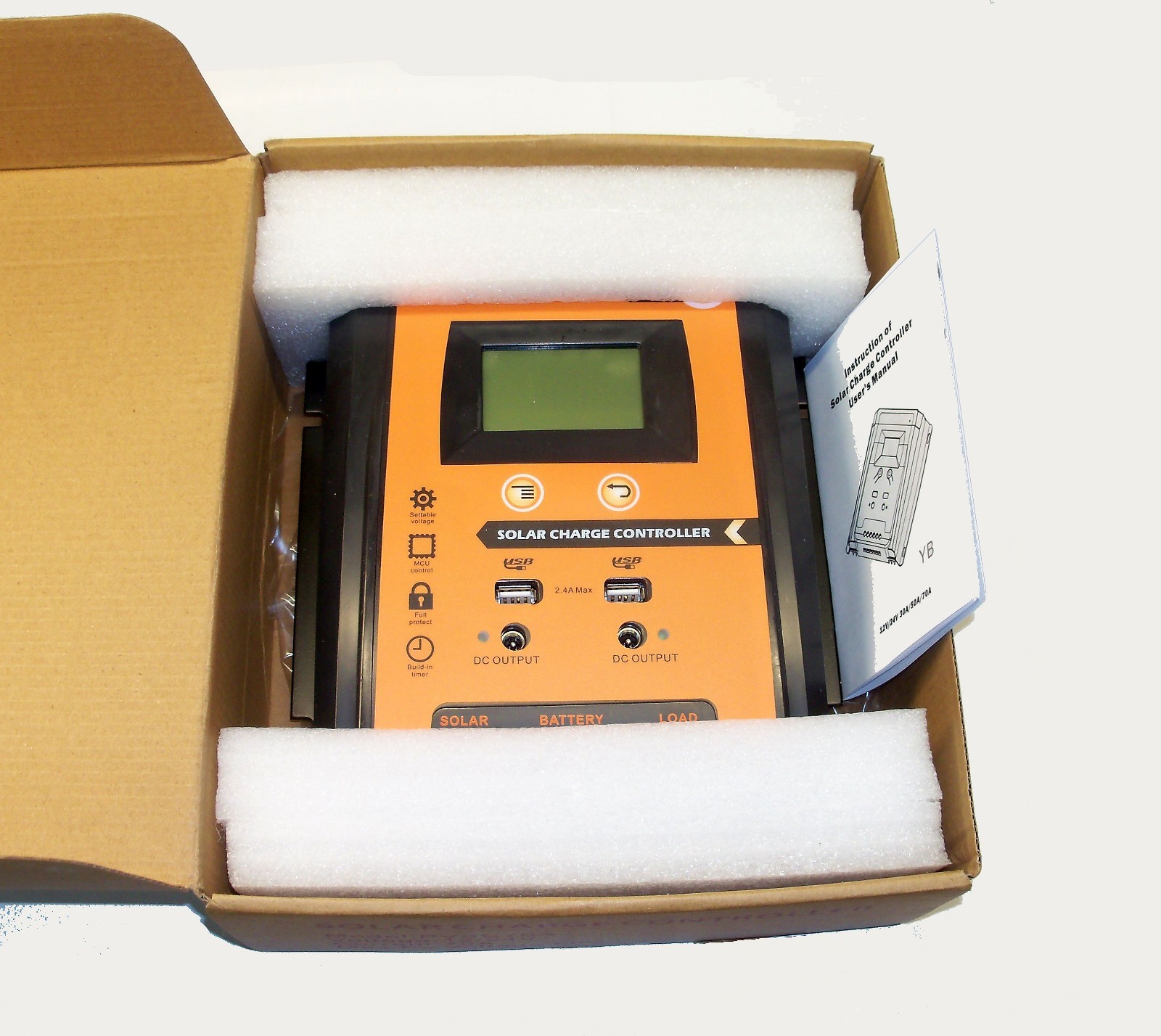 12/24V Solar Charge Controller, 30/50/70A Dual USB , LCD , Solar Panel Batteries