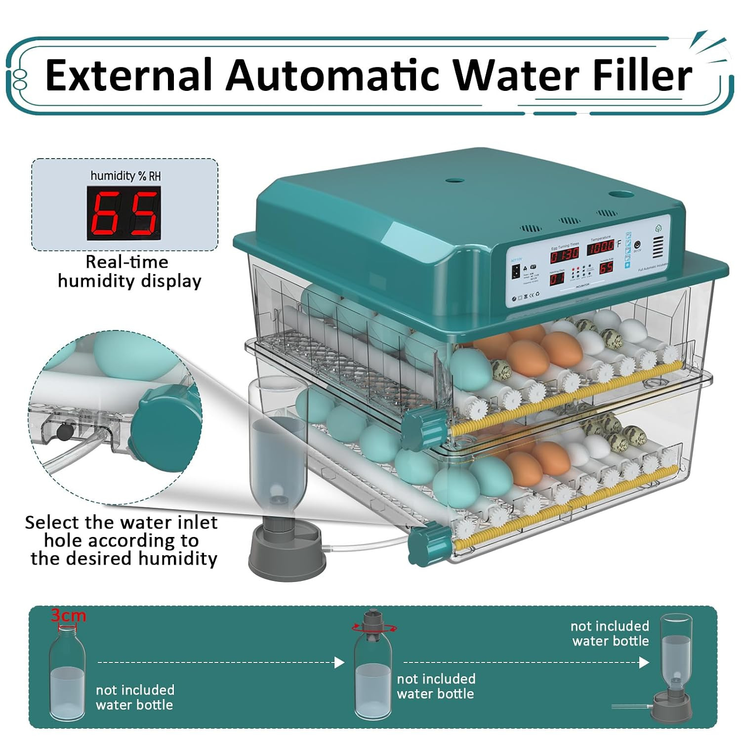 Incubators for Hatching Eggs 120, Chicken Egg Incubator with Automatic Egg Turni