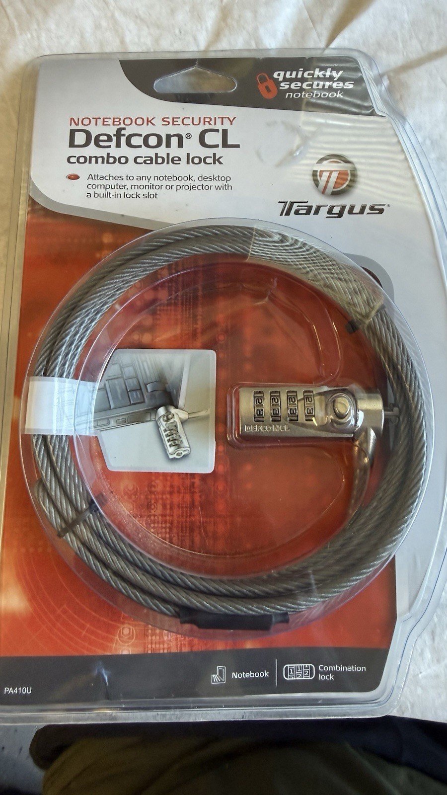Targus DEFCON® T-Lock Resettable Combo Cable Lock - PA410U