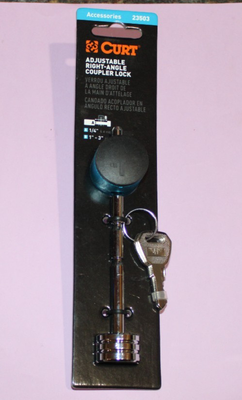 CURT Adjustable Right Angle Coupler Lock 23503 1/4" Pin 1" to 3" Span NOS