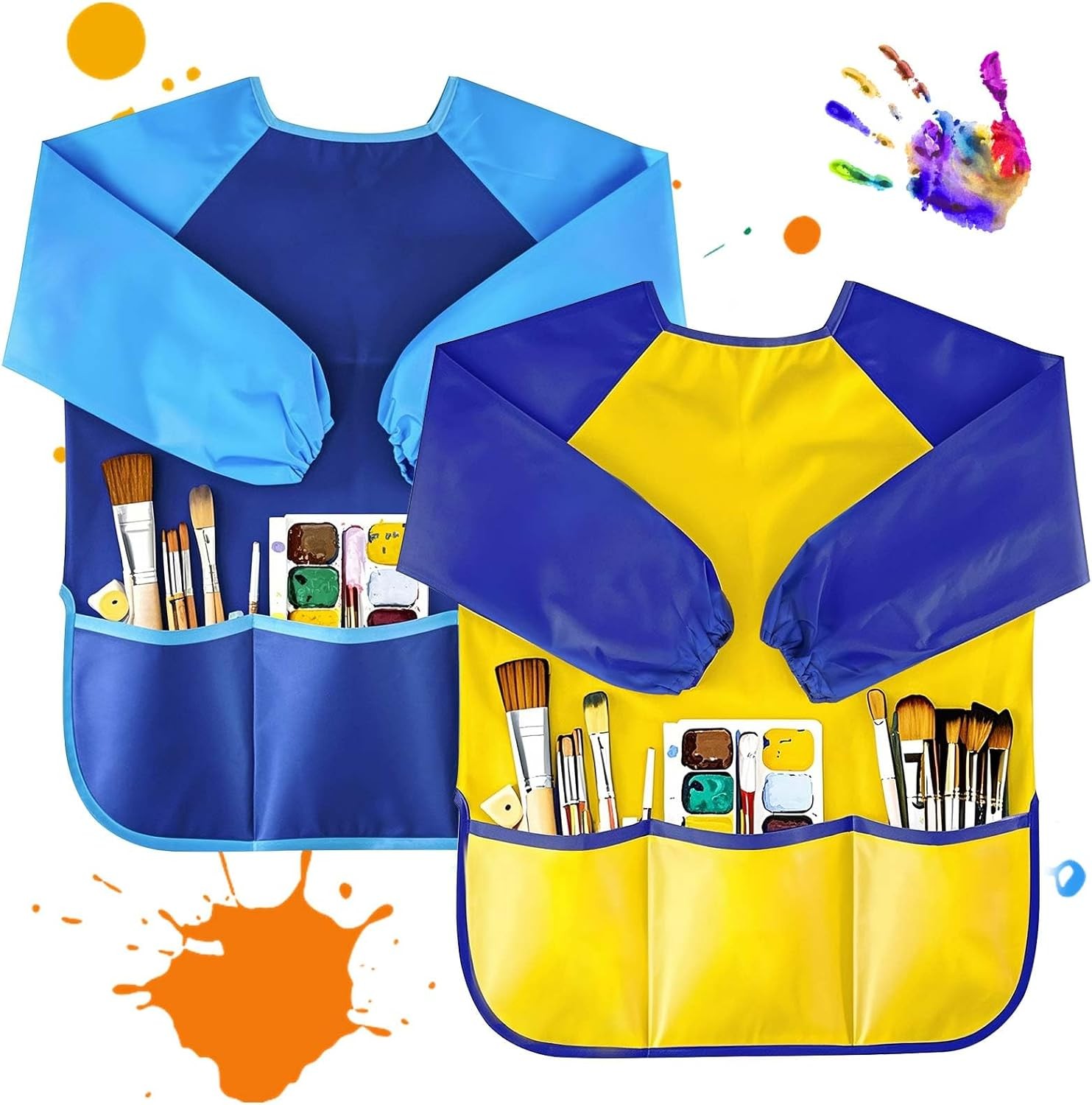 Kids Art Smos, Toddler Smo Waterproof Artist Painting Aprons Long with