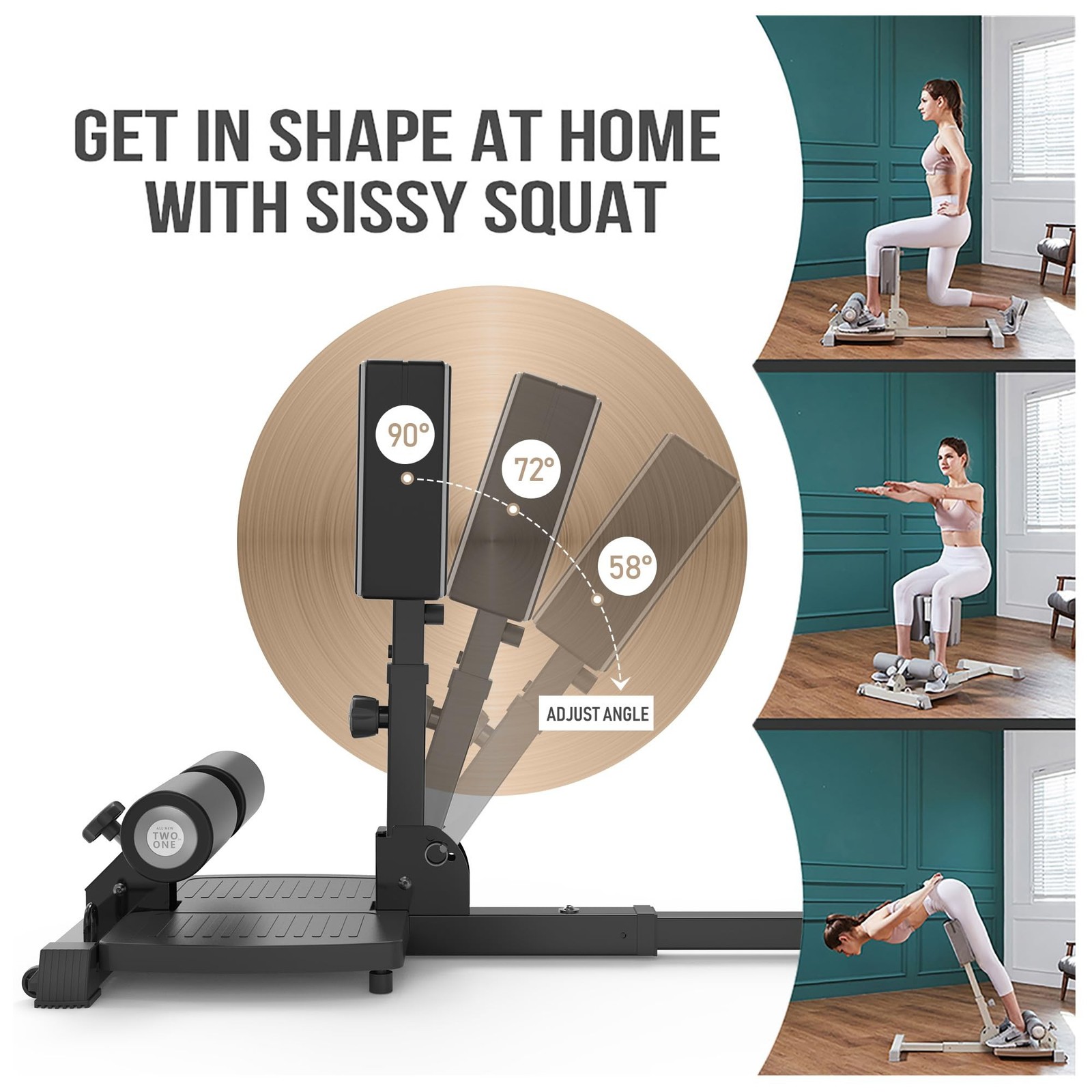 leikefitness Sissy Squat Machine, Deluxe Multi-Function Deep Sissy Squat Benc...
