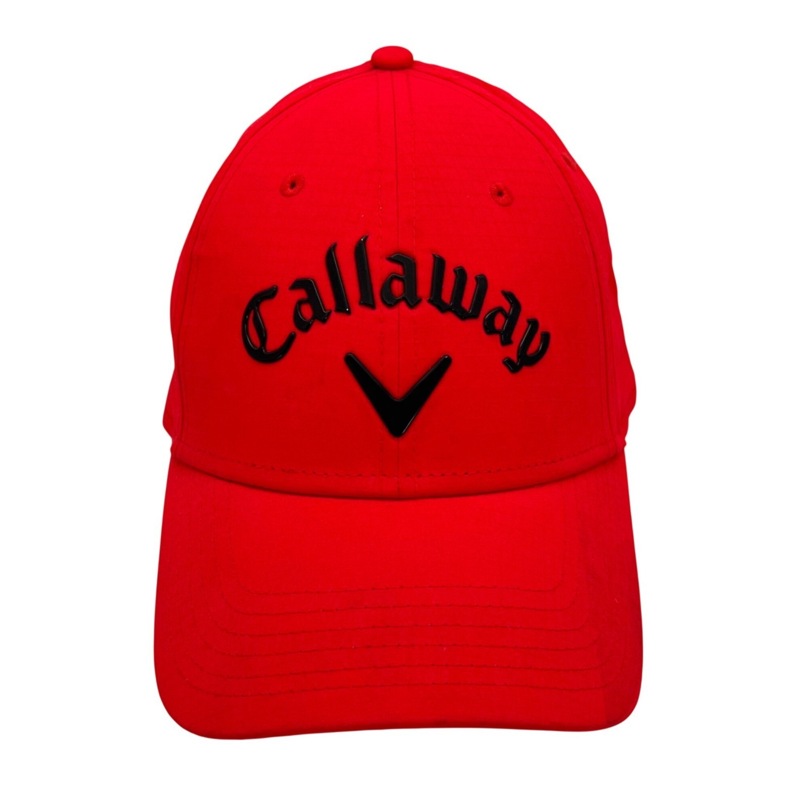 Callaway Golf Cap Hat Raised Letters & Emblem Red Lightweight Breathable Adjust