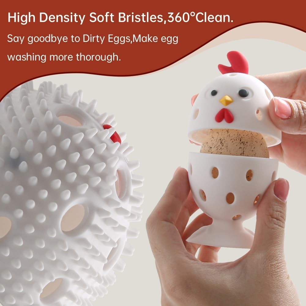 Egg Brush Cleaner 2PCS Silicone Egg Cleaner Scrubber for Fresh Eggs Blue