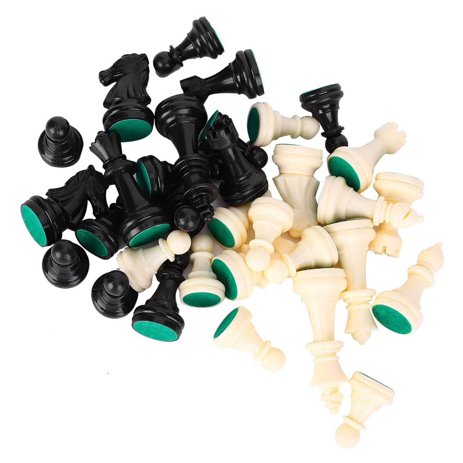 Plastic Chessmen Set International Chess Game Complete Chessmen Set Black&&White