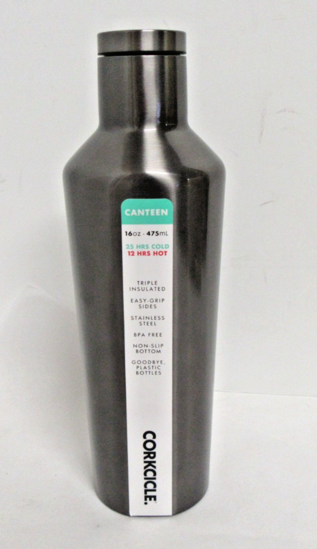 Corkcicle 16oz Canteen Triple Insulated 25hrs Cold Stainless Gunmetal Gray Color