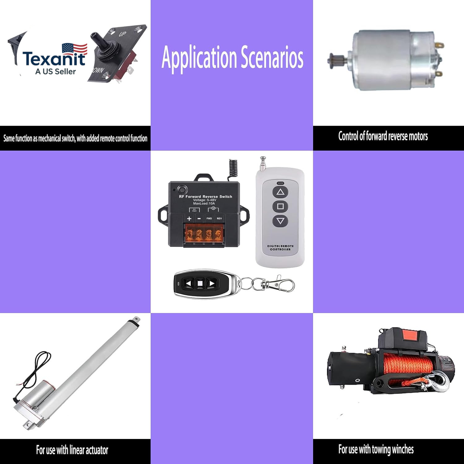 Forward Reverse Switch Working Voltage DC5V to 48V, Linear Actuator 12V Remote S