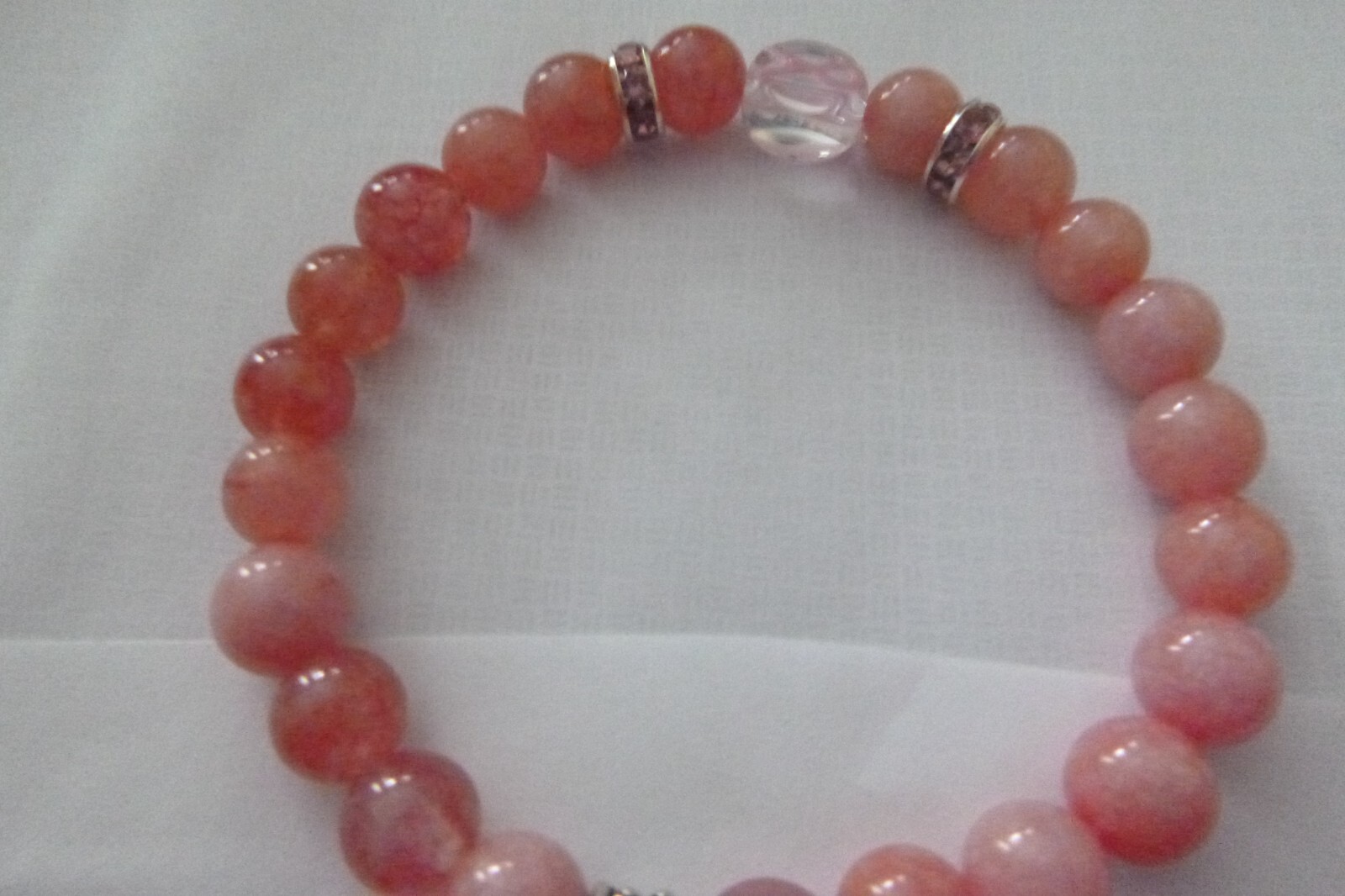  Breast Cancer Pink Jade Stretch bracelet,  8mm ( 8) available