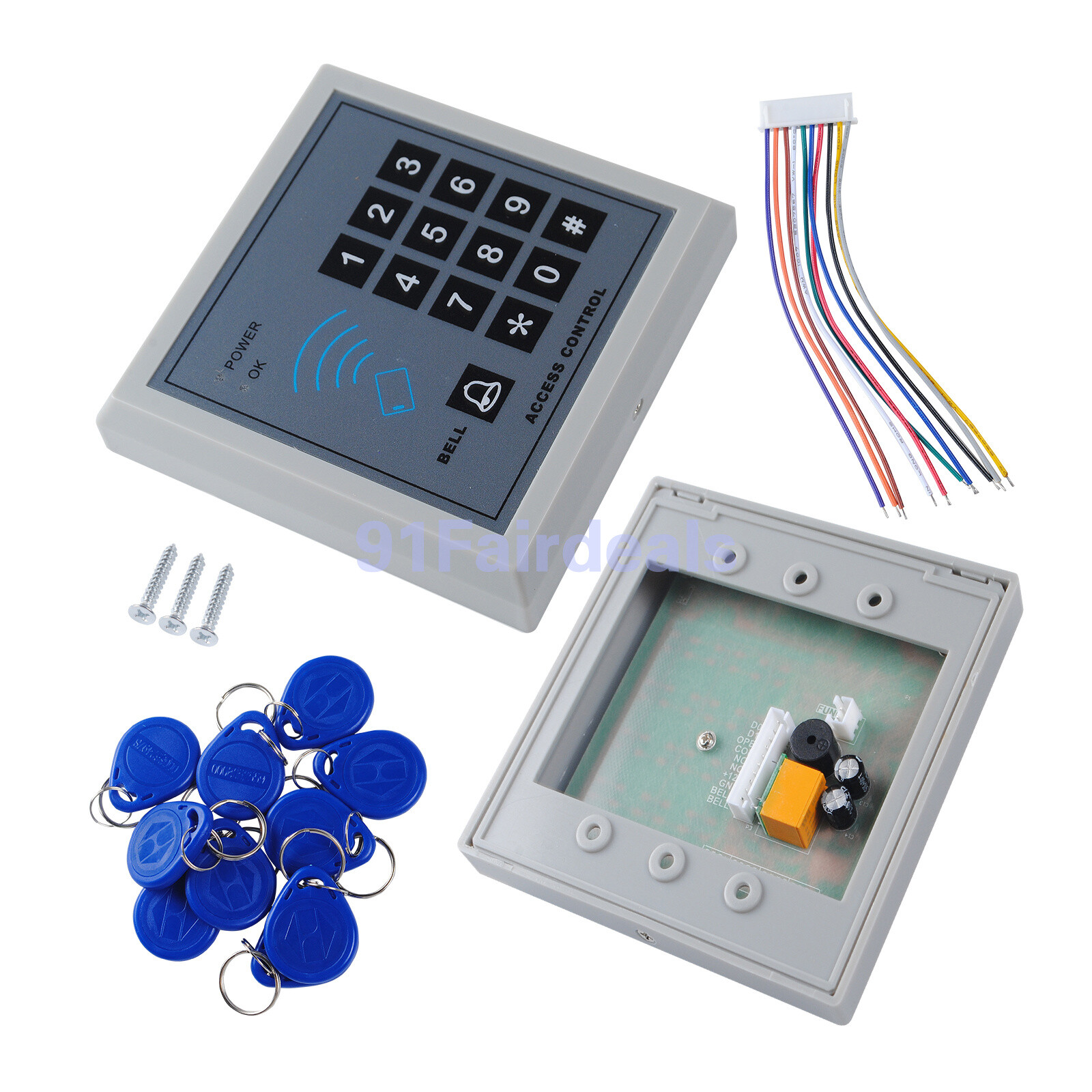 Electric Lock RFID Door Access Control Controller System Kit + 10 Key Fobs