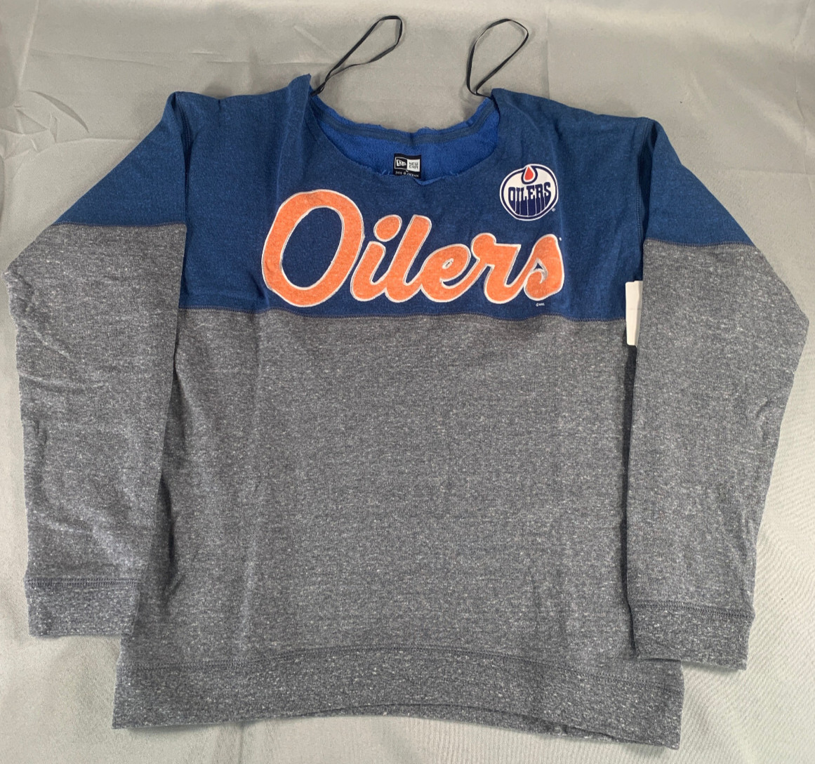 Edmonton Oilers New Era 5th & Ocean Womens Fleece Scoop Neck Pullover Sweatshirt