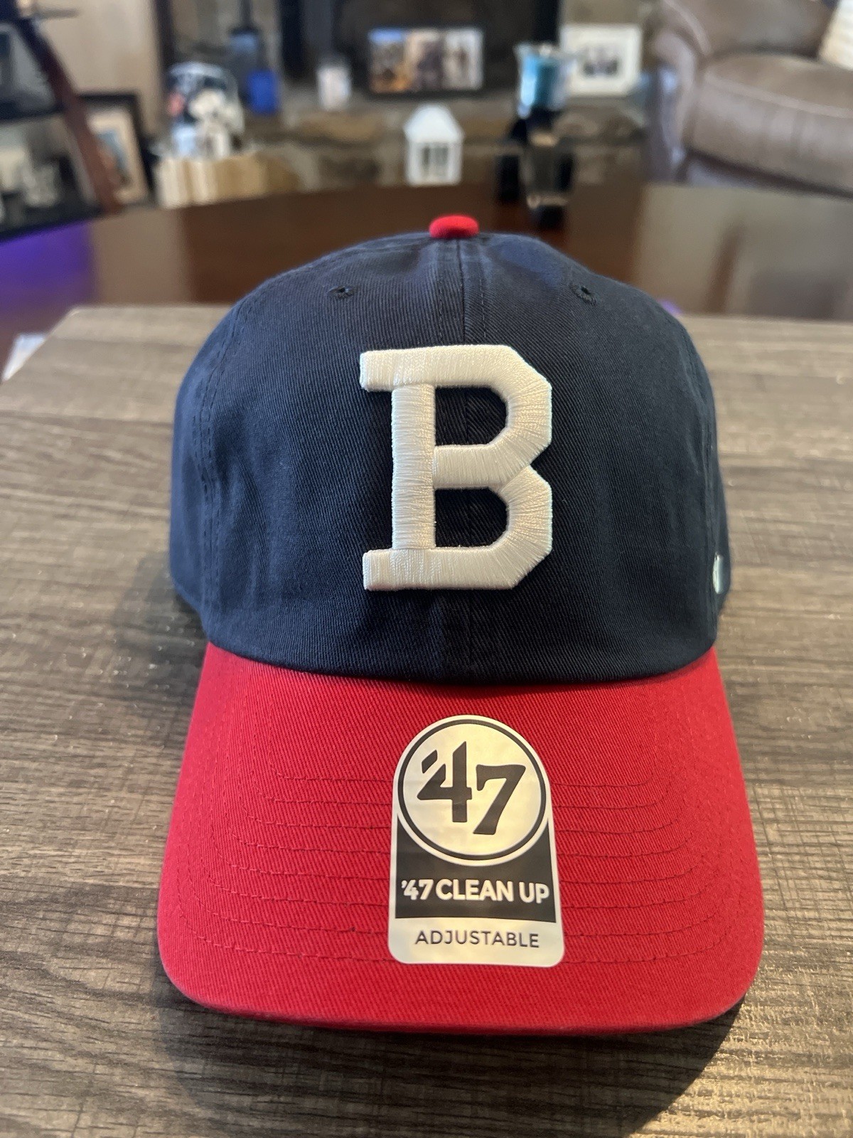 Boston Braves ‘47 Clean Up Hat Navy Red Adjustable MLB Retro B Logo Cap