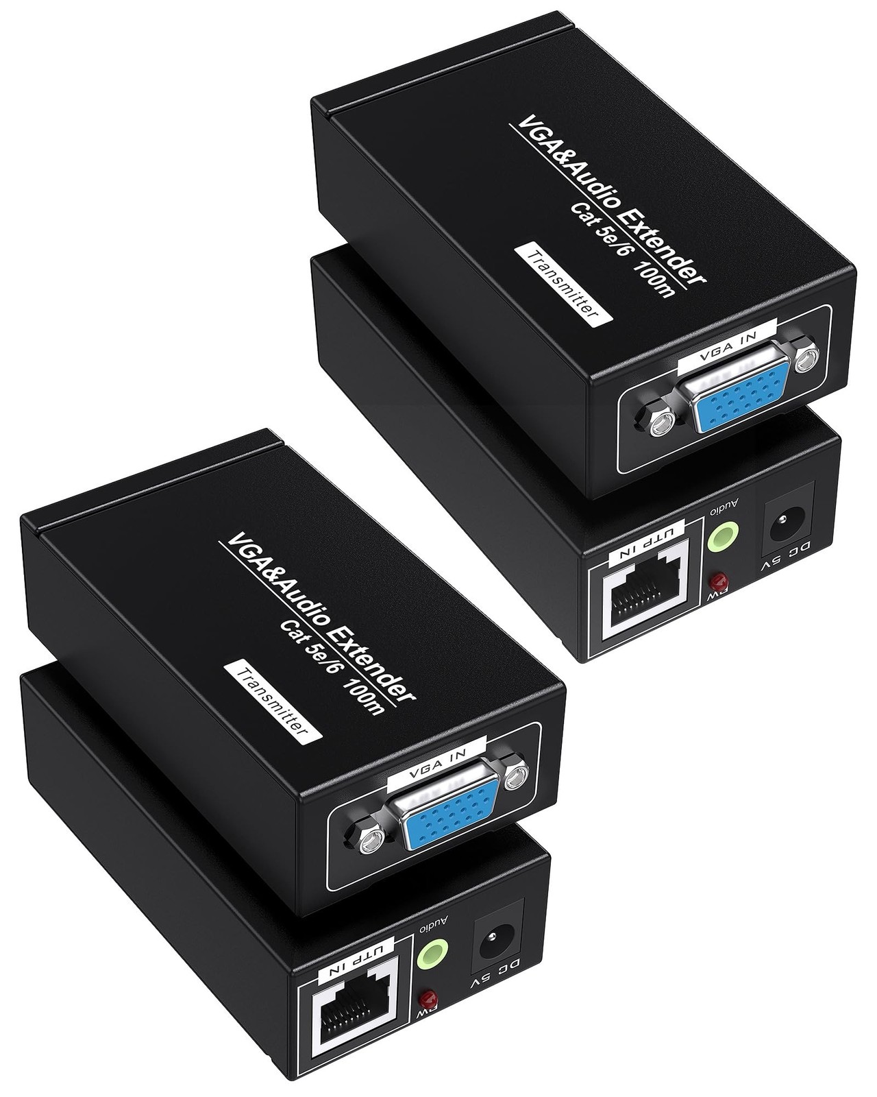 Jaremite 2 Pack VGA Over Ethernet Extender 328ft/100m Sender+Receiver
