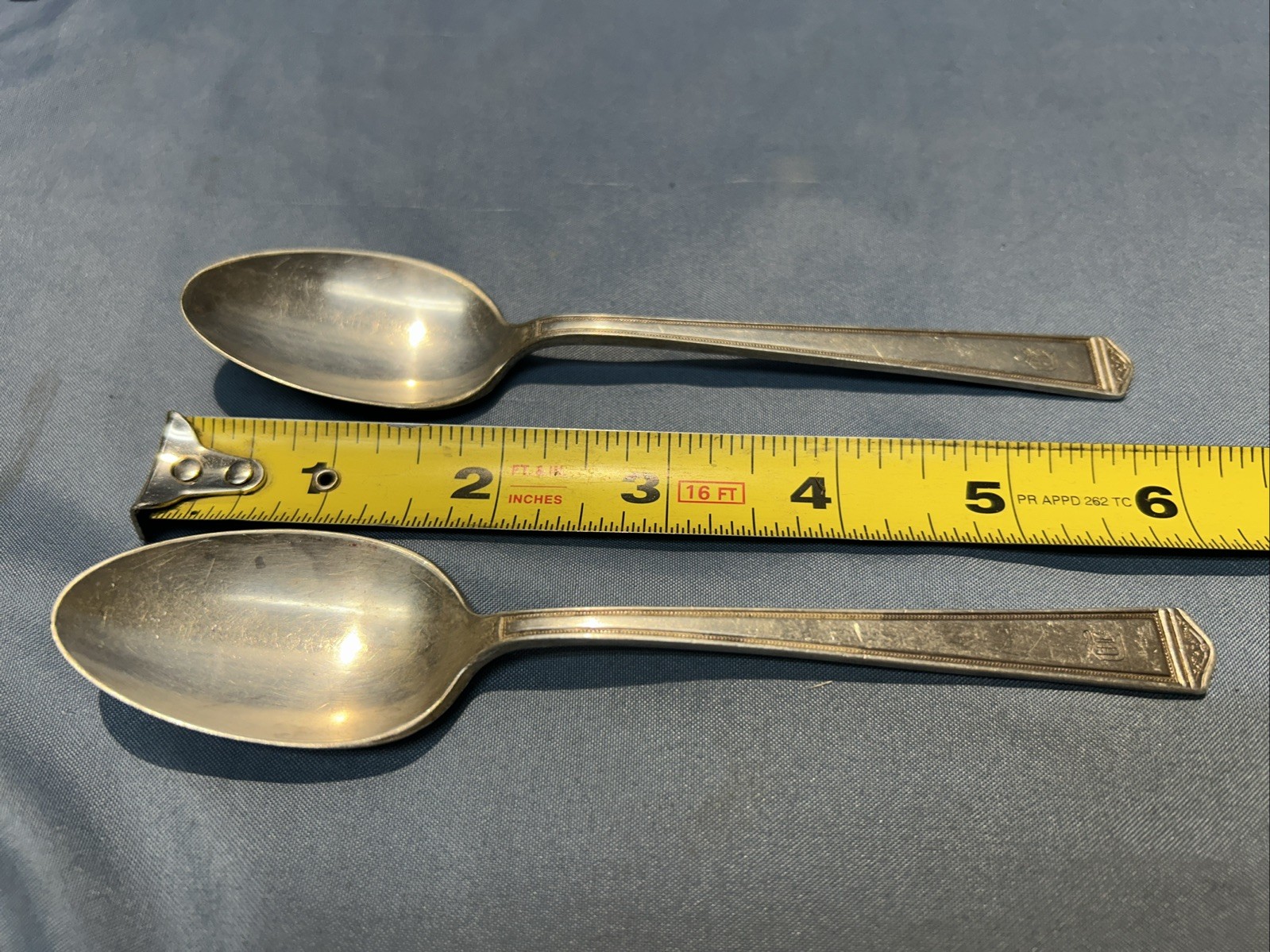 2 Vintage 1847 Rogers Bros Monogrammed Silver Plated Teaspoons
