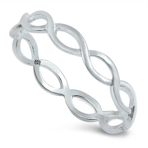 Infinity Weave Solid Sterling Silver Band Ring Sizes 1 to 13 NEW