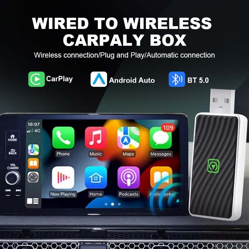 Mini Wireless CarPlay Adapter Bluetooth USB Dongle Plug & Play For Apple iPhone