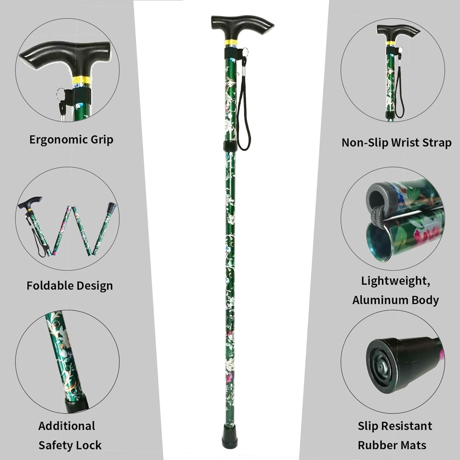 5-Level Adjustable Height Lightweight Portable Foldable Walking Canes