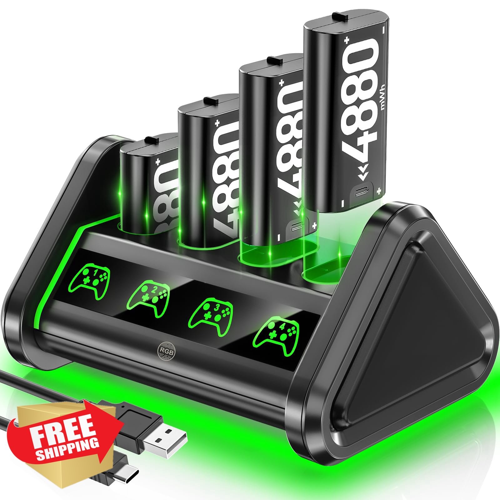 OIVO Rechargeable Battery for Xbox One/Series X/S, 4 x 4880mWh Xbox Batteries...