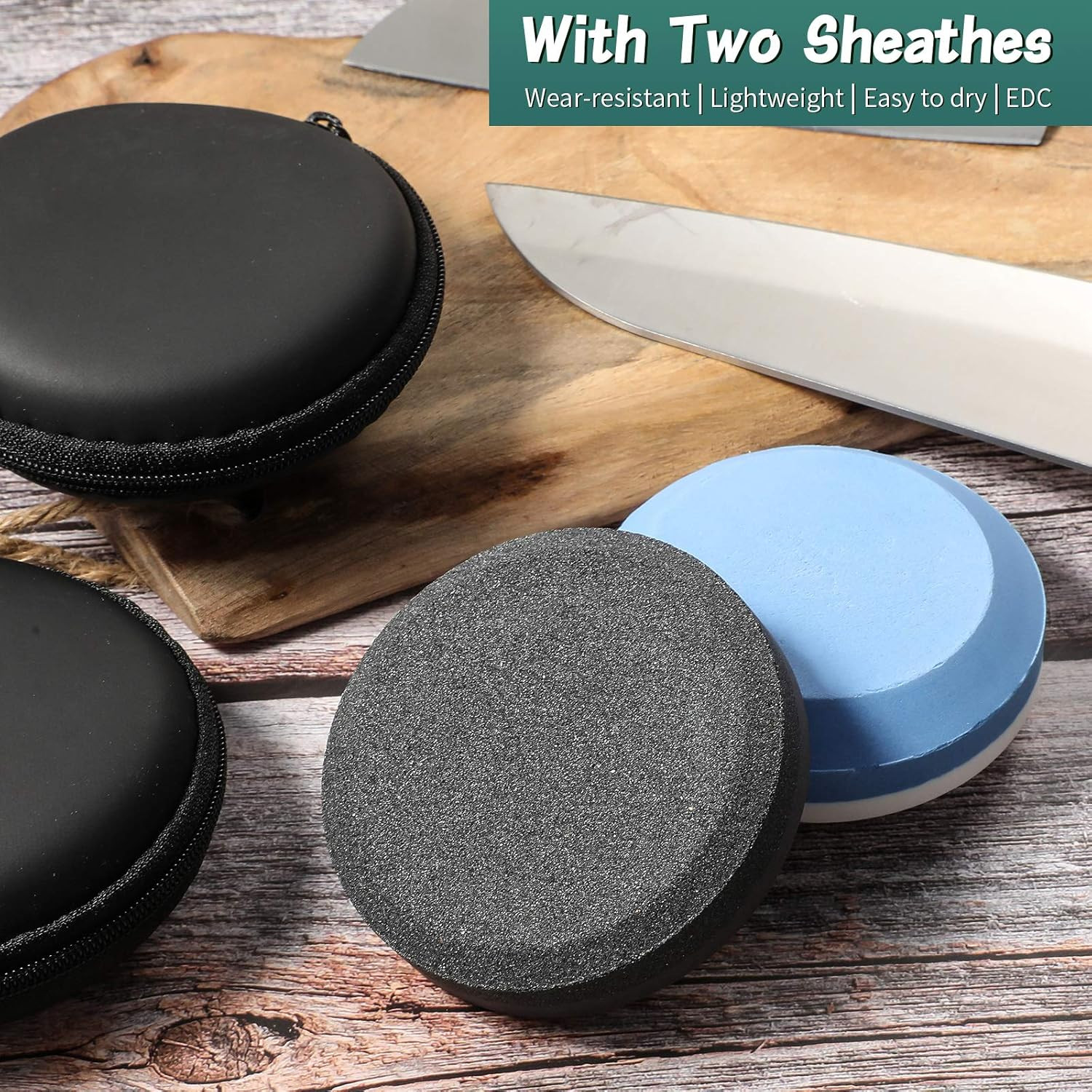 4 Axe Sharpener Tools with Sheath, Multipurpose Axe Sharpener Stone Axe Dual Gri